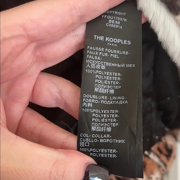 The Kooples Leopard Faux Fur Coat – Size 6/8 (See Measurements), EUC - Picture 7 of 8